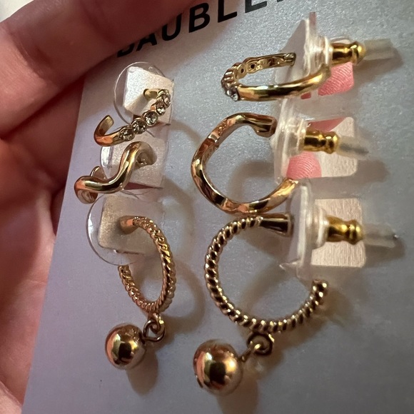 BaubleBar Earrings | Gold Colored | Set of Three - Picture 4 of 5